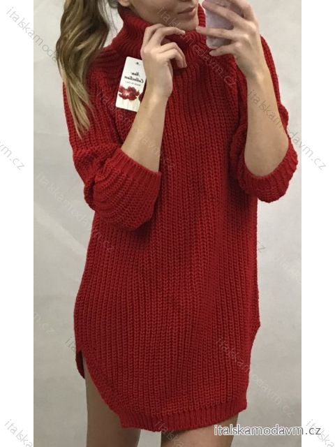 Svetr prodloužený s rolákem dlouhý rukáv dámský (M/L ONE SIZE) ITALSKá MóDA IM4221083/DR