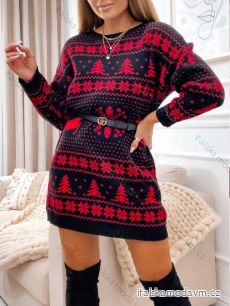 Šaty pletené vianočný dlhý rukáv dámske (S/M ONE SIZE) TALIANSKA MÓDA IMWK223730