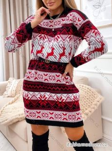 Šaty pletené vianočný dlhý rukáv dámske (S/M ONE SIZE) TALIANSKA MÓDA IMWK223732