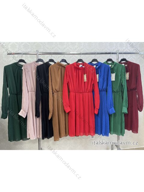 Šaty elegantní dlouhý rukáv dámské (S/M ONE SIZE) ITALSKÁ MÓDA IMWKK223791