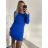Šaty elegantní dlouhý rukáv dámské (S/M ONE SIZE) ITALSKÁ MÓDA IMWB22338/DR S/M královská modrá