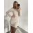 Šaty elegantní dlouhý rukáv dámské (S/M ONE SIZE) ITALSKÁ MÓDA IMWB22338/DR S/M královská modrá