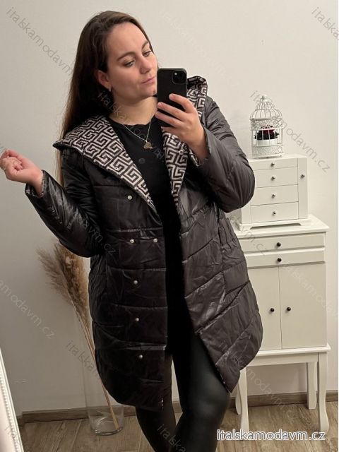 Kabát oboustranný zimní dámský nadrozměr (M-3XL) POLSKÁ  MÓDA HKW22B8040-1046/DR Černá M