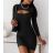 Šaty elegantní úpletové dlouhý rukáv dámské (S/M ONE SIZE) ITALSKÁ MÓDA IMWA223880