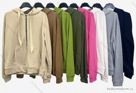 Mikina na zips s kapucňou dlhý rukáv dámska (S/M ONE SIZE) TALIANSKA MÓDA IMPLM22533200013