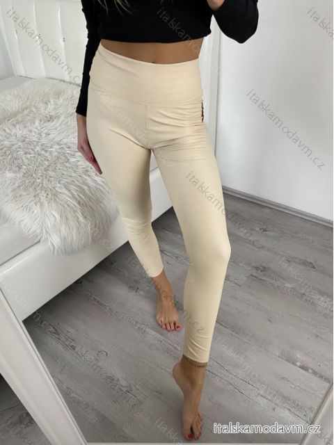 Legíny koženkové dlhé dámske (S/ML/XL) TURECKÁ MÓDA TMWL223870-1/DR béžová svetlá M / L