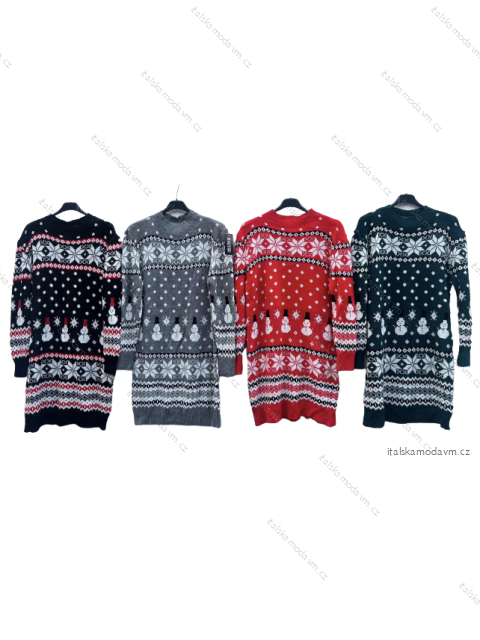 Šaty teplé pletené vánoční dlouhý rukáv dámské (S/M/L ONE SIZE) ITALSKÁ MÓDA IMD22979