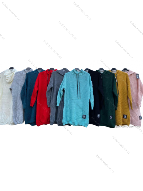 Šaty teplé s kapucňou dlhý rukáv dámske (S/M/L ONE SIZE) TALIANSKA MÓDA IMD22983