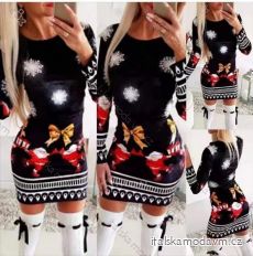 Šaty vianočné welur dlhý rukáv dámske (S/M ONE SIZE) TALIANSKA MÓDA IMD221001