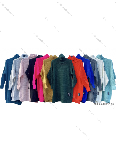 Šaty pletené s rolákom dlhý rukáv dámske (S/M ONE SIZE) TALIANSKA MÓDA IMD221005