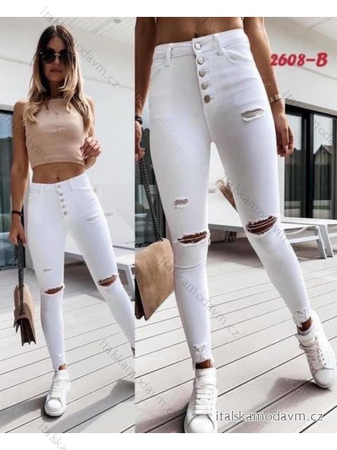 Rifle jeans dlhé trhané dámske (29-36) RE-DRESS MA5202608-B/DR S biela