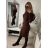 Šaty pletené s rolákom dlhý rukáv dámske (S/M ONE SIZE) TALIANSKA MÓDA IMWAA223600/DR S/M hnedá