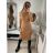 Šaty úpletové s rolákem dlhý rukáv dámske (S/M ONE SIZE) FRANCÚZSKA MÓDA FMWT22J51765/DR béžová S/M