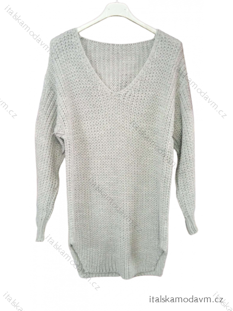 Sveter pletený predĺžený dlhý rukáv dámsky (S/M ONE SIZE) TALIANSKA MÓDA IMWG21G20005/DR šedá S/M