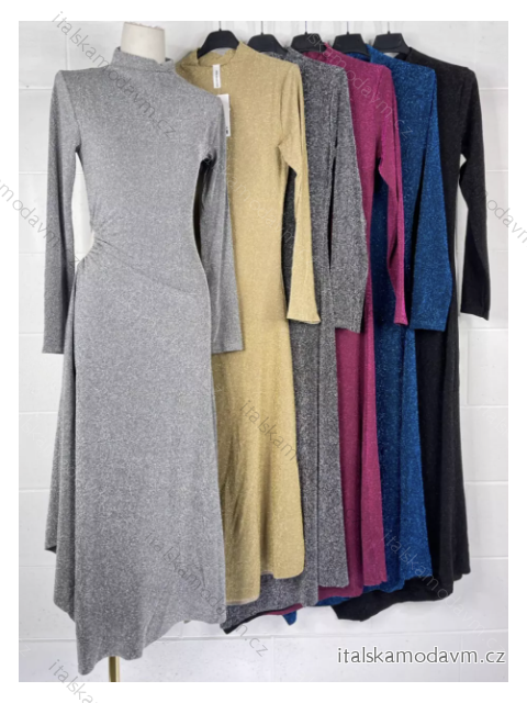 Šaty elegantní dlouhý rukáv dámské (S/M ONE SIZE) ITALSKÁ MÓDA IMPBB22S3748