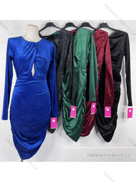 Šaty elegantný dlhý rukáv dámske (S/M ONE SIZE) TALIANSKA MÓDA IMPBB22B23026