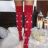 Ponožky Vianočné nadkolienky veselé vločky s mašľou dámske (one size) POĽSKÁ MODA DPP22010B
