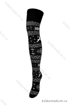 Ponožky Vianočné nadkolienky veselé nórskej vločky dámske (one size) POĽSKÁ MODA DPP22NORSKEB