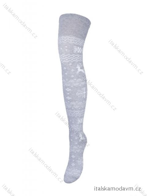 Ponožky Vianočné nadkolienky veselé nórskej vločky dámske (one size) POĽSKÁ MODA DPP22NORSKEG