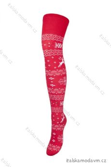 Ponožky Vianočné nadkolienky veselé nórskej vločky dámske (one size) POĽSKÁ MODA DPP22NORSKER/DR