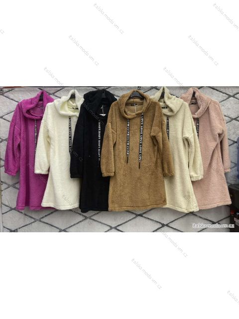Šaty mikinové s kapucňou dlhý rukáv dámske (S / M ONE SIZE) TALIANSKÁ MÓDA IMWDD223954