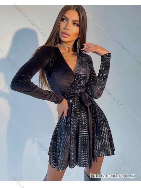 Šaty elegantný dlhý rukáv dámske (S/M ONE SIZE) TALIANSKA MÓDA IMWE223962