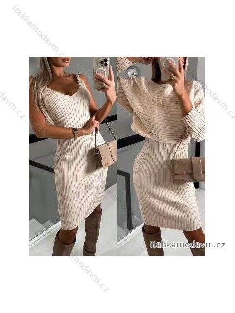 Súprava úpletová šaty sveter dámska (S/M ONE SIZE) TALIANSKA MÓDA IMWE223972