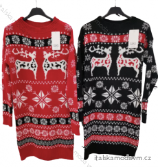 Šaty pletené/sveter predĺžený dlhý rukáv dámsky vianočný (S/M ONE SIZE) TALIANSKA MÓDA IMPLI225205