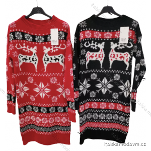 Šaty pletené/sveter predĺžený dlhý rukáv dámsky vianočný (S/M ONE SIZE) TALIANSKA MÓDA IMPLI225205
