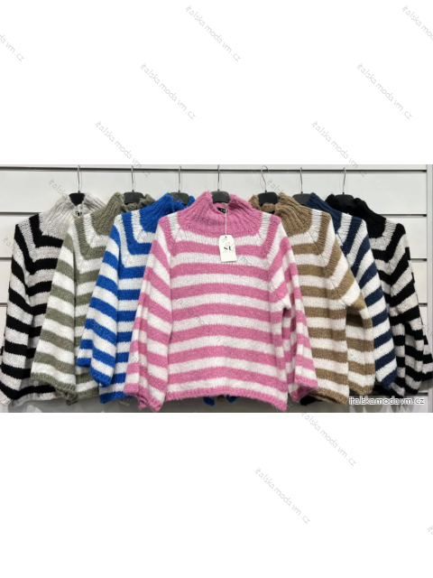 Svetr s rolákem dlouhý rukáv dámský proužek (S/M ONE SIZE) ITALSKÁ MÓDA IMPSH2212038