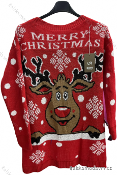Šaty pletené/sveter predĺžený dlhý rukáv dámsky vianočný (S/M ONE SIZE) TALIANSKA MÓDA IMM22VN21447