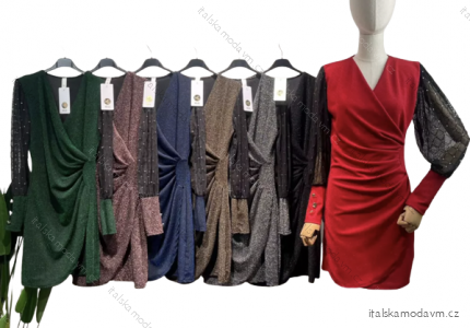 Šaty elegantný dlhý rukáv dámske (S/M ONE SIZE) TALIANSKA MÓDA IMPLI225160