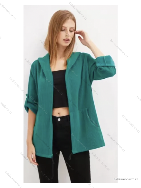 Mikina/cardigan s kapucňou dlhý rukáv dámske (S/M ONE SIZE) TALIANSKA MÓDA IMPLI2275262