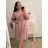 Šaty společenské elegantní šifonové krátký rukáv dámské nadrozměr (XL/2XL ONE SIZE) ITALSKÁ MÓDA IMM22ZO9013/DR VÍNOVÁ