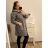 Kabát na zip s kapucí dlouhý rukáv dámská nadrozměr (2XL/3XL ONE SIZE) ITALSKÁ MÓDA IM4221261/DR 2XL/3XL Šedá