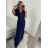 Šaty dlhé plesové spoločenské krátky rukáv dámske (S/M/L ONE SIZE) TALIANSKA MÓDA IMH2280330/DR2 vínová