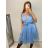 Šaty společenské elegantní krátké bez rukávů tilové dámské Nikol (S/M ONE SIZE) ITALSKá MóDA IMM22305/DR starorůžová