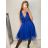 Šaty společenské elegantní krátké bez rukávů tilové dámské Nikol (S/M ONE SIZE) ITALSKá MóDA IMM22305/DR starorůžová