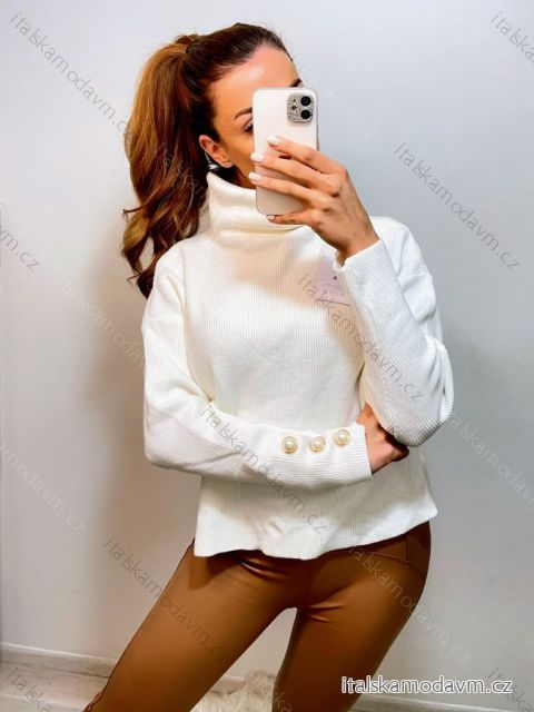 Svetr úpletový s rolákem dlouhý rukáv dámský (S/M ONE SIZE) ITALSKÁ MÓDA IMWGS223724/DR S/M biela