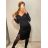 Šaty elegantný dlhý rukáv dámske (S/M ONE SIZE) TALIANSKA MÓDA IMWE223788/DR S/M čierna