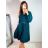 Šaty elegantné s opaskom dlhý rukáv dámske (S/M ONE SIZE) TALIANSKA MÓDA IMWGS223926/DR S/M čierna