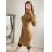 Šaty úpletové s rolákom dlhý rukáv dámske (S/M ONE SIZE) TALIANSKA MÓDA IMM22J51753/DR S/M hnedá