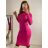 Šaty úpletové s rolákom dlhý rukáv dámske (S/M ONE SIZE) TALIANSKA MÓDA IMM22J51753/DR S/M hnedá