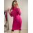 Šaty úpletové s rolákom dlhý rukáv dámske (S/M ONE SIZE) TALIANSKA MÓDA IMM22J51753/DR S/M hnedá