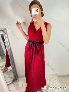 Šaty dlouhé elegantní třpytivé s páskem bez rukávu dámské (S/M ONE SIZE) ITALSKá MóDA IMM22hg3754