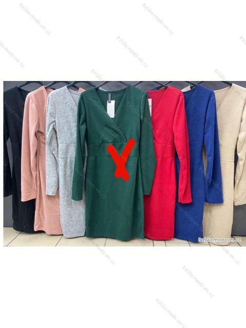 Šaty elegantný dlhý rukáv dámske (S/M ONE SIZE) TALIANSKA MÓDA IMWKK223995