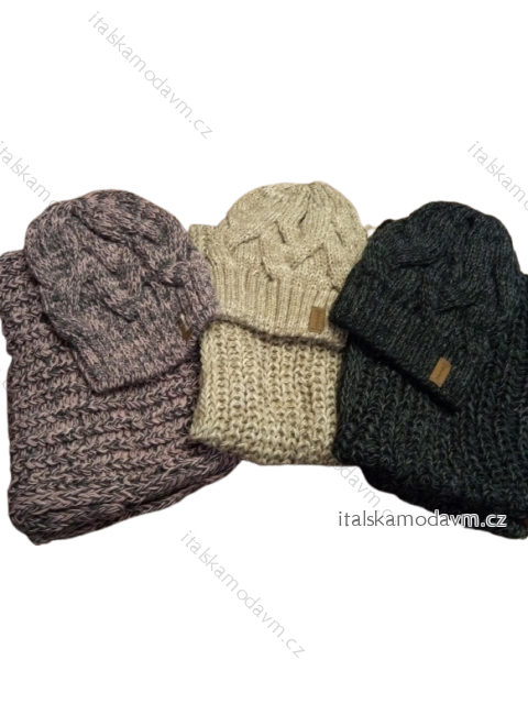 Súprava čiapky a nákrčník zimná dámska (ONE SIZE) POLSKÁ VÝROBA VELIO  PV622-34.08/DR