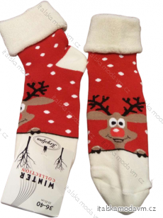 Ponožky Vianočné veselé sob Rudy teplé termo dámske (36-40) POLSKÁ MODA DPP22023R
