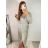 Šaty elegantné trblietavé flitrové dlhý rukáv dámske (S/M ONE SIZE) TALIANSKA MÓDA IMWGS223661/UL S/M béžová