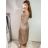 Šaty elegantné trblietavé flitrové dlhý rukáv dámske (S/M ONE SIZE) TALIANSKA MÓDA IMWGS223661/UL S/M béžová